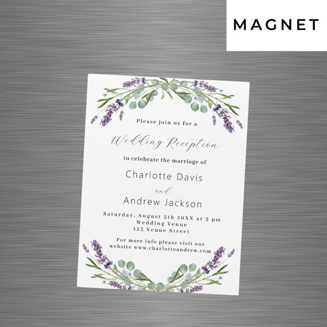 Invitation Magnétique Lavande verdure violet luxe réception de mariage (Créateur téléchargé)