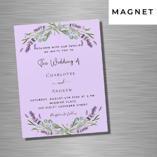 Invitation Magnétique Lavande violet eucalyptus fleurs luxe mariage