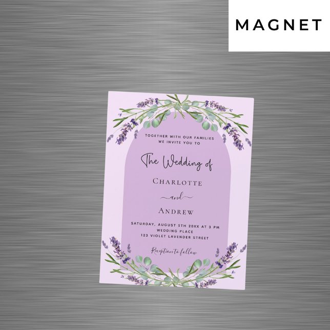 Invitation Magnétique Lavande violet rose verdure arche luxe mariage (Créateur téléchargé)