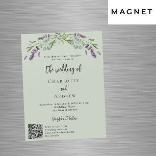 Invitation Magnétique Lavande violet vert QR détails mariage de luxe