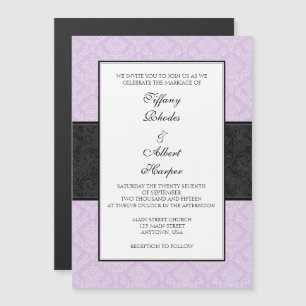 Invitation Magnétique Lavender Black Damask Mariage magnétique Invite