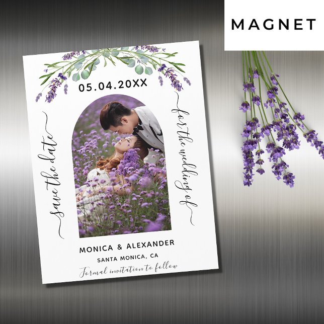Invitation Magnétique Lavender eucalyptus photo mariage enregistrer la d (Créateur téléchargé)