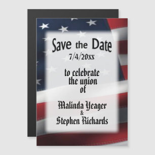 Invitation Magnétique Le drapeau américain sauve la date