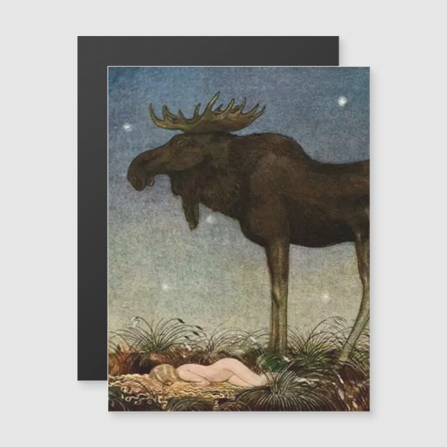 Invitation Magnétique "Leap Finds Sleeping Princess" par John Bauer (Devant / Derrière)