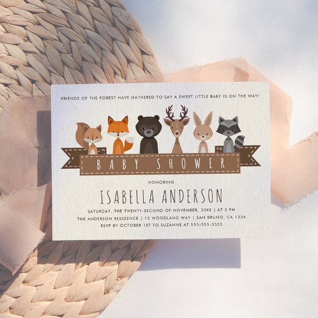 Invitation Magnétique Les amis du Baby shower des animaux des forêts (Créateur téléchargé)