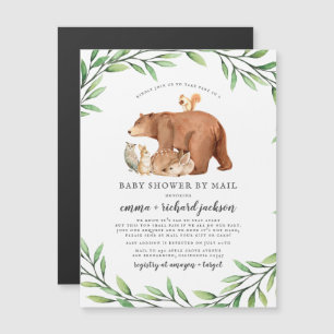 Invitation Magnétique Les animaux de la verdure et du bois Baby shower p