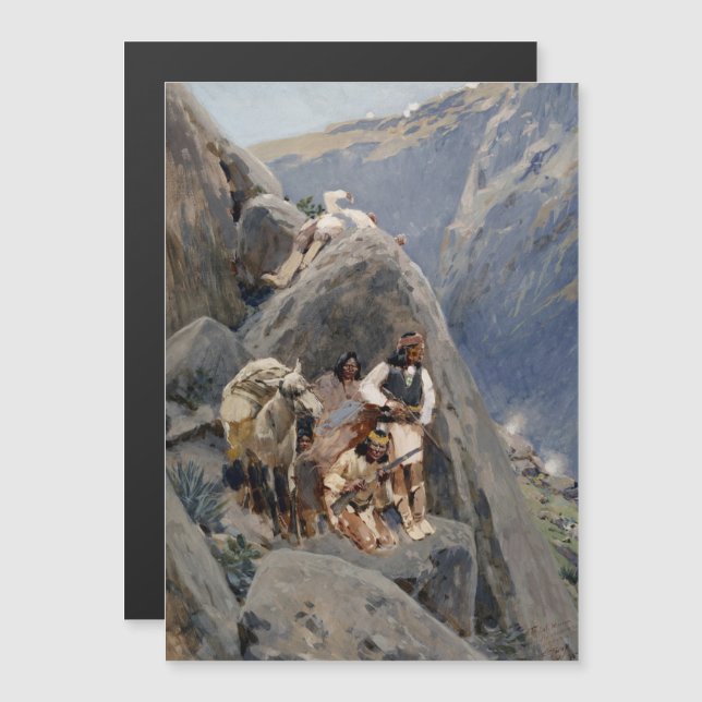 Invitation Magnétique Les guerriers d'Apache : une embuscade sur la cava (Devant / Derrière)