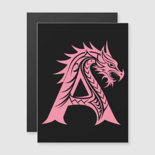 Invitation Magnétique Lettre A de style dragon, alphabet du dragon, mono