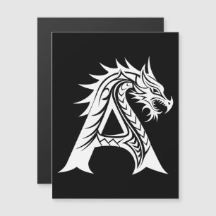 Invitation Magnétique Lettre A de style dragon, alphabet du dragon, mono