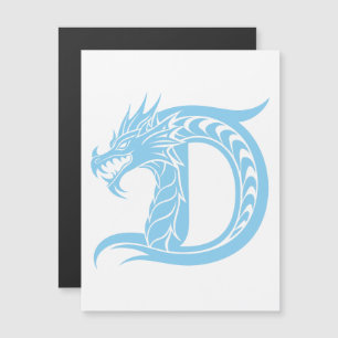 Invitation Magnétique Lettre D de style dragon, alphabet du dragon, mono
