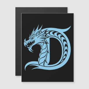 Invitation Magnétique Lettre D de style dragon, alphabet du dragon, mono