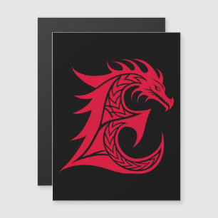 Invitation Magnétique Lettre E de style dragon, alphabet du dragon, mono