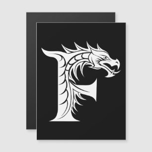 Invitation Magnétique Lettre F de style dragon, alphabet du dragon, mono