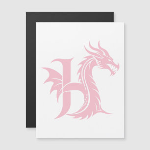 Invitation Magnétique Lettre H de style dragon, alphabet du dragon, mono