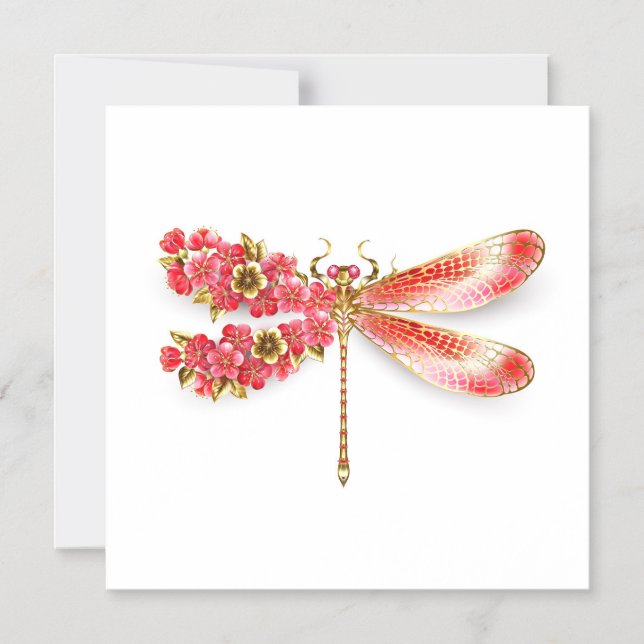 Invitation Magnétique libellule de fleurs avec sakura de bijoux (Recto)