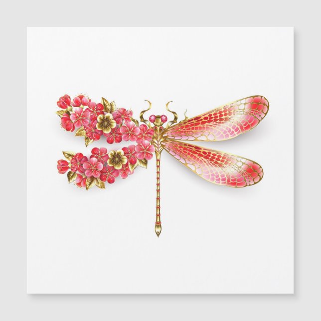 Invitation Magnétique libellule de fleurs avec sakura de bijoux (Devant)