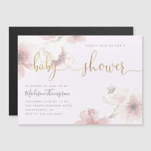 Invitation Magnétique Lilac   Baby shower floral en fleurs de cerisier