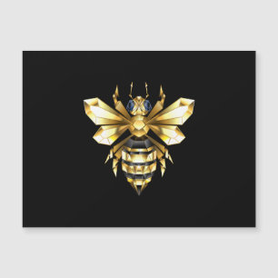 Invitation Magnétique Logo Faux Gold Foil Bee Polygonal sur Noir