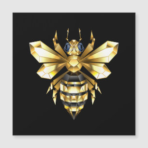 Invitation Magnétique Logo Faux Gold Foil Bee Polygonal sur Noir