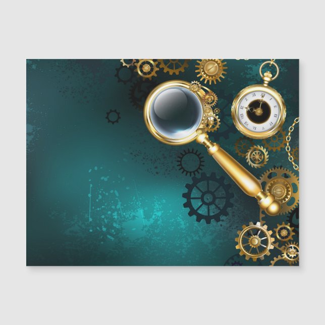 Invitation Magnétique Loupe en style Steampunk (Devant)