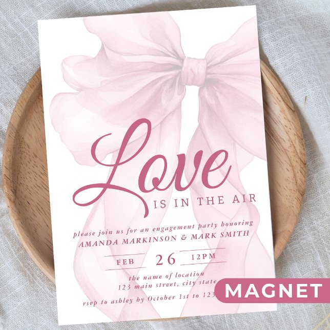 Invitation Magnétique Love Is In The Air Bow Mauve Engagement Party (Créateur téléchargé)