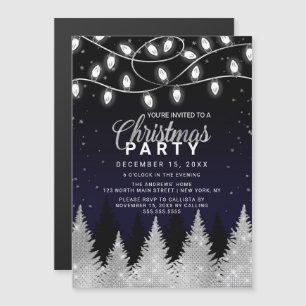 Invitation Magnétique Lumières blanches Parties scintillant Arbres Noël