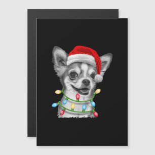 Invitation Magnétique lumières de sapin de noël de santa chihuahua cadea