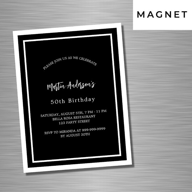 Invitation Magnétique Luxe minimaliste noir blanc (Créateur téléchargé)