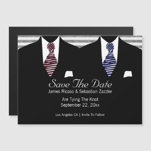 Invitation Magnétique M. et M. Suit et Cravate Enregistrer la date