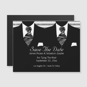 Invitation Magnétique M. et M. Suit et Cravate Gay Enregistrer la date M