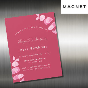 Invitation Magnétique Magenta blanc eucalyptus luxe