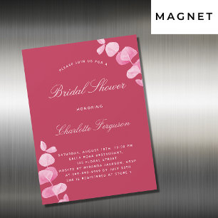 Invitation Magnétique Magenta blanc eucalyptus luxe nuptiale douche