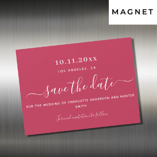 Invitation Magnétique Magenta mariage blanc enregistrer l'aimant date