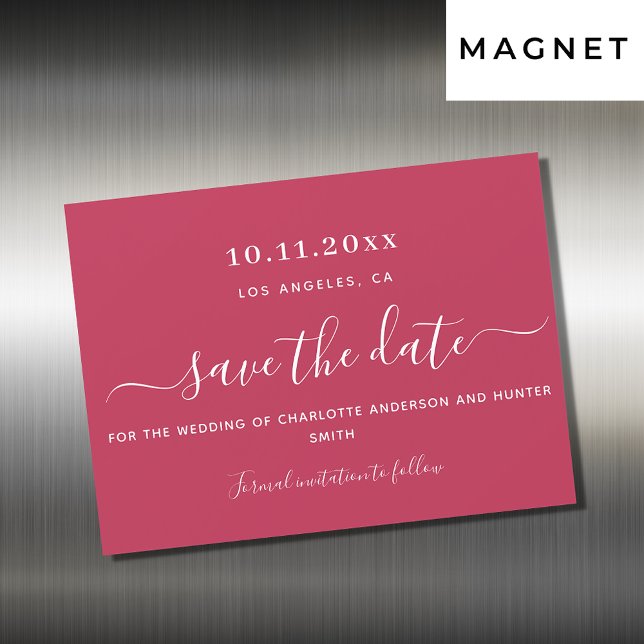 Invitation Magnétique Magenta mariage blanc enregistrer l'aimant date (Créateur téléchargé)