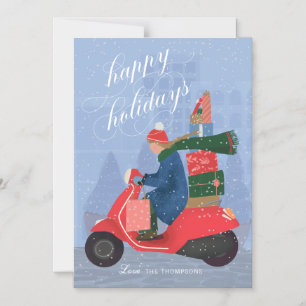 Invitation Magnétique Magnetic Happy Holidays Scooter Non-Carte photo