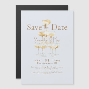 Invitation Magnétique Magnétique Icy Blue Mariage Champagne Enregistrez