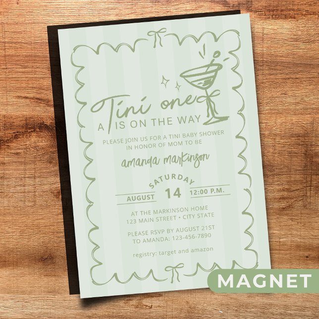 Invitation Magnétique Main Verte Tirée Un Tini Un Baby shower (Créateur téléchargé)