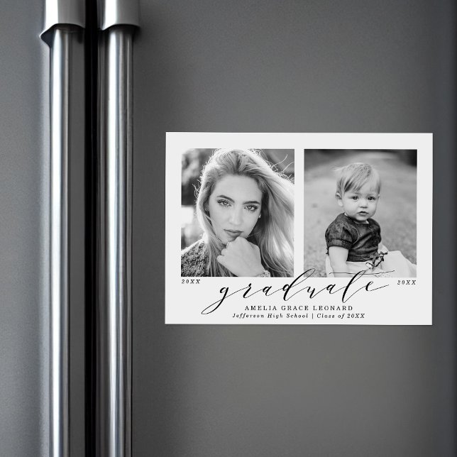 Invitation Magnétique Maintenant et ensuite 2 diplômes photo (Créateur téléchargé)