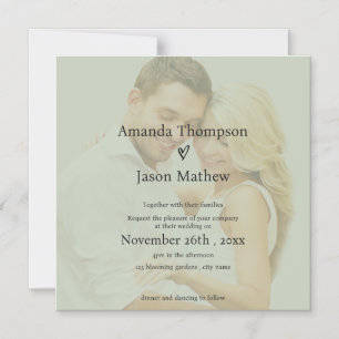 Invitation Magnétique Mariage à effet vellum minimaliste Sage Green Faux