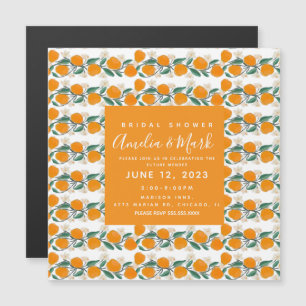 Invitation Magnétique Mariage Abstrait botanique orange dessiné à la mai