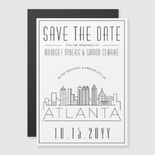 Invitation Magnétique Mariage Atlanta   Skyline stylisée Enregistrer la 
