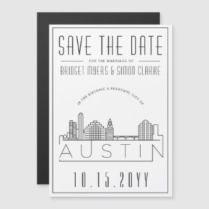 Invitation Magnétique Mariage Austin   Skyline stylisée Enregistrer la d