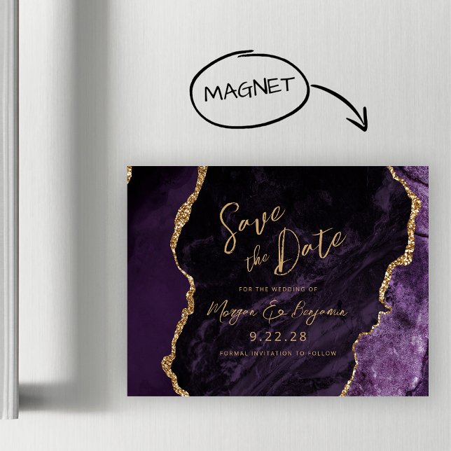 Invitation Magnétique Mariage avec âge violet Enregistrer la date (Créateur téléchargé)