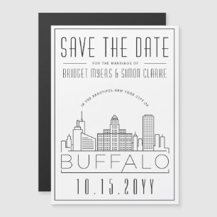 Invitation Magnétique Mariage Buffalo   Skyline stylisée Enregistrer la 