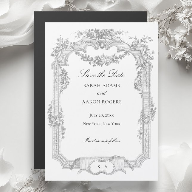 Invitation Magnétique Mariage Classique Orné de Guirlande de Roses à la  (Créateur téléchargé)
