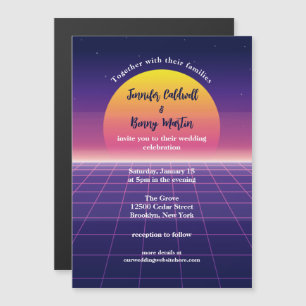 Invitation Magnétique Mariage de coucher de soleil Neon Purple dans les 