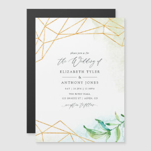 Invitation Magnétique Mariage de cristal géométrique aquarelle
