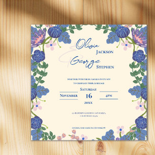 Invitation Magnétique Mariage de jardin fleuri romantique violet