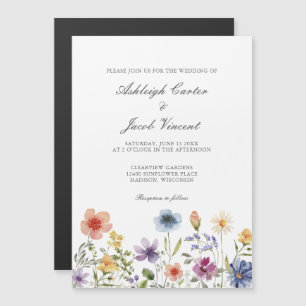 Invitation Magnétique Mariage de jardin printanier joli fleur sauvage aq