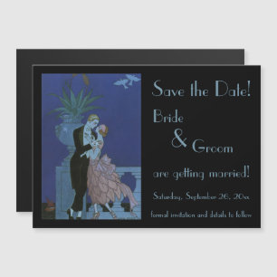 Invitation Magnétique Mariage de jeunes mariés Art Déco Vintage Enregist